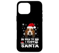 Be Nice To Me I Know Santa Basset Hound Dog Christmas Xmas Custodia per iPhone 16 Pro Max