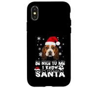 Be Nice To Me I Know Santa Basset Hound Dog Christmas Xmas Custodia per iPhone X/XS