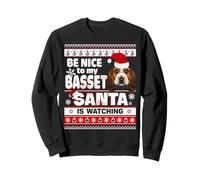 Be Nice To Me I Know Santa Basset Hound Dog Christmas Xmas Felpa