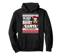 Be Nice To Me I Know Santa Basset Hound Dog Christmas Xmas Felpa con Cappuccio