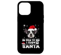Be Nice To Me I Know Santa French Bulldog Dog Christmas Xmas Custodia per iPhone 12 Pro Max