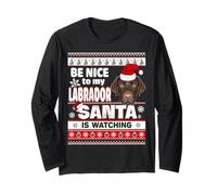 Be Nice To Me I Know Santa Labrador Retriever Dog Christmas Maglia a Manica
