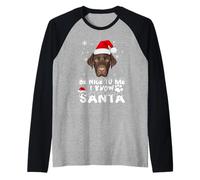 Be Nice To Me I Know Santa Labrador Retriever Dog Christmas Maglia con Maniche Raglan