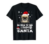 Be Nice To Me I Know Santa Pekingese Dog Funny Christmas Xma Maglietta