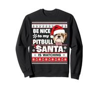 Be Nice To Me I Know Santa Pit Bull Dog Christmas Xmas Felpa