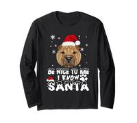 Be Nice To Me I Know Santa Shar Pei Dog Christmas Xmas Maglia a Manica