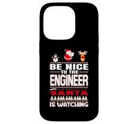 Be Nice To The Engineer Santa Is Watching Funny Christmas Custodia per iPhone 14 Pro