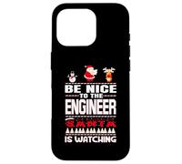 Be Nice To The Engineer Santa Is Watching Funny Christmas Custodia per iPhone 16 Pro