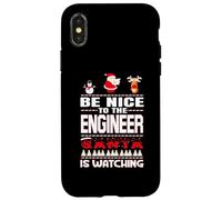 Be Nice To The Engineer Santa Is Watching Funny Christmas Custodia per iPhone X/XS