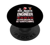 Be Nice To The Engineer Santa Is Watching Funny Christmas PopSockets PopGrip Adesivo