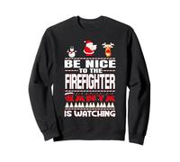 Be Nice To The Firefighter Santa Is Watching Funny Christmas Felpa