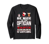 Be Nice To The Optician Santa Is Watching Funny Christmas Maglia a Manica