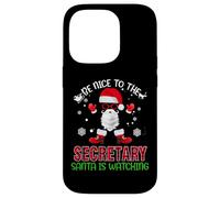 Be Nice To The Secretary Santa Is Watching Christmas Xmas Custodia per iPhone 14 Pro