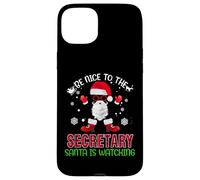 Be Nice To The Secretary Santa Is Watching Christmas Xmas Custodia per iPhone 15 Plus