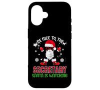 Be Nice To The Secretary Santa Is Watching Christmas Xmas Custodia per iPhone 16