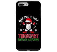 Be Nice To The Therapist Santa Is Watching Christmas Xmas Custodia per iPhone 7 Plus/8 Plus