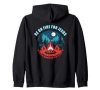 Be on Fire for Jesus - Revelation 3:15 Faith Camping Felpa con Cappuccio