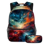Be Ready for Anything, zaino con astuccio, set di zaini per la scuola per ragazzi ragazze adolescenti, galassia rossa, Multicolore, B:29.4x20x40cm P:19x7.5x3.8cm, Zaini Daypack