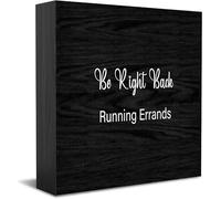 Be Right Back Running Errands cartello decorativo divertente scatola di legno ufficio cartello casa ufficio arredamento rustico casa quadrata scrivania segno decorazione per scaffale 12,7 x 12,7 cm