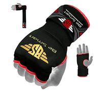 Be Smart - guanti imbottitura in gel imbottitura interna guanti per sacco da boxe con banda da avvolgere MMA UFC M, Uomo donna Bambino, Black