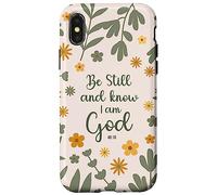 Be Still & Know That I Am God Psalm Bible Verse Floral Women Custodia per iPhone X/XS