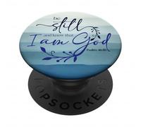 Be Still Know That I Am God Quote Blue Christian Psalm 46:10 PopSockets PopGrip Adesivo