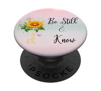 Be Still Know That I Am God Quotes Butterfly Christian Jesus PopSockets PopGrip Adesivo