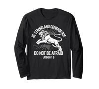 Be Strong And Courageous Lion Bibbia Verse Do Not Be Afraid Maglia a Manica