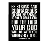 Be Strong and Courageous Scripture Print, Christian Wall Decor for Men, Man Cave Office Decor, Unframed Inspirational Gift for Him, Dad, Brother, Pastor(Framed,08x12inch(20x30cm))