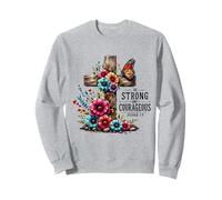 Be Strong Cristiano Croce Fiori Versi Bibbia Felpa