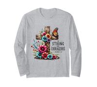 Be Strong Cristiano Croce Fiori Versi Bibbia Maglia a Manica