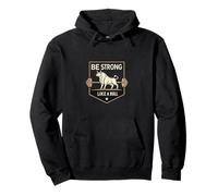 Be Strong Like A Bull Sollevamento pesi Motivational Gym Power Felpa con Cappuccio