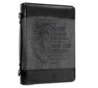 Be Strong Lion Bicolore Nero Bibbia Cover - Joshua 1:9 - Large