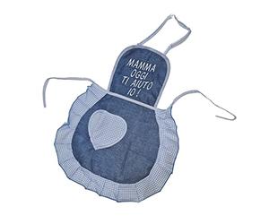 BE TECH - Grembiulino da Bambino o Bambina Mamma oggi cucino io - Grembiule da cucina in cotone ricamato - 100% cotone - Made in Italy (Azzurro)