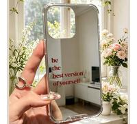 "BE THE BEST VERSION OF YOURSELF" Custodia per telefono con specchio e lettere rosse, compatibile con iPhone 13 15 16 17pro 17 14 17 17pro Max & compatibile con Samsung Galaxy/A54 A14 A15 S23 S24 S24u
