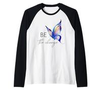 Be The Change Butterfly Tee Growth Mindset Maglietta per Ragazze Maglia con Maniche Raglan