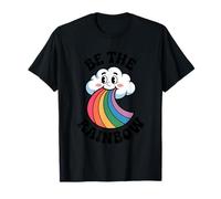 Be The Rainbow Carino Retro Cartoon Nube Positive Vibes Maglietta