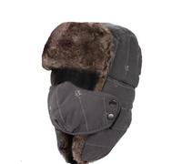 BE-TOOL Cappello bomber invernale unisex 3-in-1 con scaldacollo, paraorecchie e copertura completa del viso rimovibile, cappello trapper antivento per sci e ciclismo, Grigio, Taglia unica