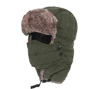 BE-TOOL Cappello bomber invernale unisex 3-in-1 con scaldacollo, paraorecchie e copertura integrale del viso rimovibile, cappello trapper antivento per sci e ciclismo, Verde, Taglia unica