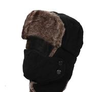 BE-TOOL Cappello bomber invernale unisex 3 in 1 con scaldacollo, paraorecchie e copertura integrale del viso rimovibile, cappello trapper antivento per sci e ciclismo, Nero , Taglia unica