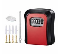 BE-TOOL Cassetta di sicurezza per chiavi, montaggio a parete, misura M, rossa, con combinazione a 4 cifre, resistente alle intemperie, per casa, garage, scuola, anziani genitori