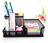 BE-TOOL - Porta penne e matite in rete, organizer multifunzione da scrivania, elegante e pratico, per riporre accessori, barattoli, penne, quaderni e telefono cellulare, colore: nero, 1 unità