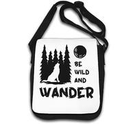 Be Wild And Wander Wolf Howling At The Moon Graphic Borsa a tracolla bianca