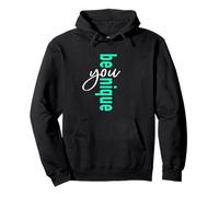 Be-You-Nique Light Teal Aqua Grafica Verde Acqua Chiaro Felpa con Cappuccio