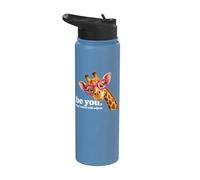 Be You The World Will Adjust Cute Lover Giraffe Glasses Cool Stainless Steel Insulated Water Bottle