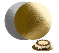 Be Your Packer 10 Base per Torta Rotonda in Cartone a Doppia Faccia Dorato e Argento - Perfetta per Torte e Dolci - 20cm Ø