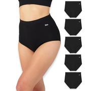 Bea Confezione da 5 Mutande Donna a Vita Extra Alta - Slip Donna Cotone Vita Alta Traspirante, Morbido e Contenitivo, Intimo a Copertura Totale, Nero (5 Pezzi), L