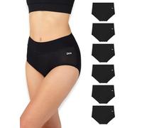 Bea Confezione da 6 Mutande Donna Vita Alta in bambù - Slip Contenitivo Donna Pancia Piatta Morbidissimi e Traspiranti, Nero (6 Pezzi), L