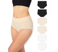 Bea Confezione da 6 Mutande Donna Vita Alta in bambù - Slip Contenitivo Donna Pancia Piatta Morbidissimi e Traspiranti, Nero, Bianco, Nude (6 Pezzi), M