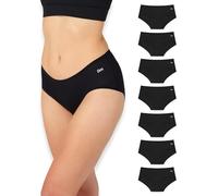 Bea Confezione da 7 Mutande Donna bambù Super Morbide - Slip Donna Traspiranti, a Vita Media e Coprenti, Nero (7 Pezzi), L